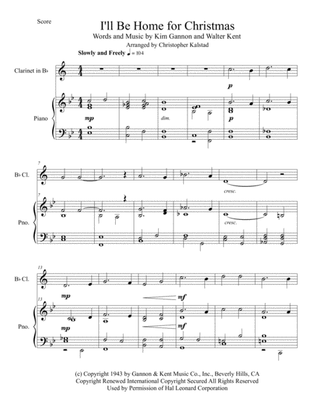 I Will Be Home For Christmas Clarinet And Piano Page 2