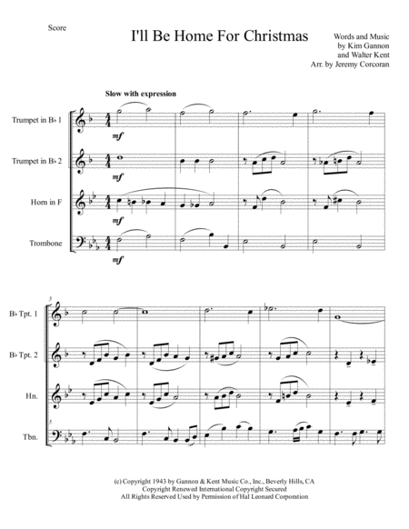 I Will Be Home For Christmas For Brass Quartet Page 2