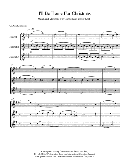 I Will Be Home For Christmas For Clarinet Trio Page 2