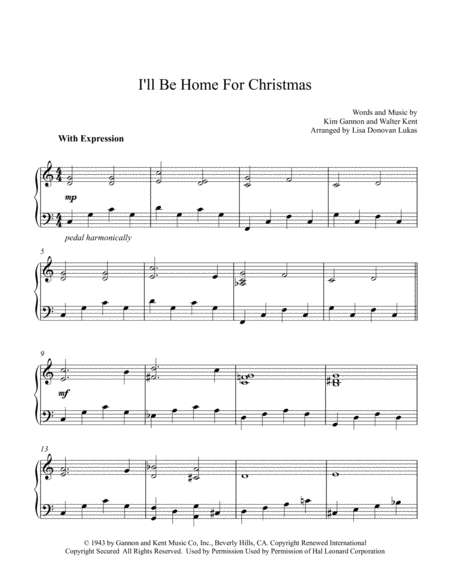 I Will Be Home For Christmas For Solo Piano Page 2