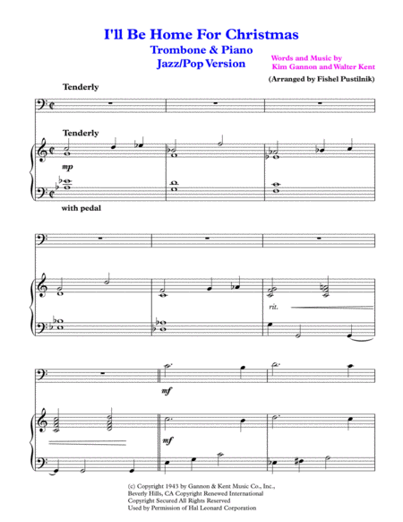 I Will Be Home For Christmas For Trombone And Piano Jazz Pop Version Page 2