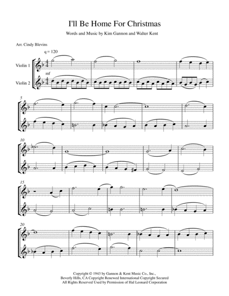 I Will Be Home For Christmas For Violin Duet Page 2
