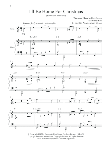 I Will Be Home For Christmas Solo Violin Piano Page 2