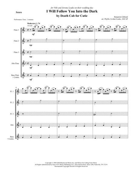 I Will Follow You Into The Dark For Flute Choir Or Quartet Page 2