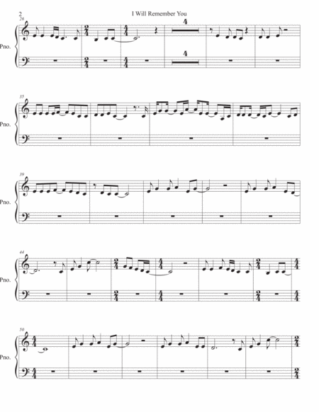 I Will Remember You Piano Easy Key Of C Page 2