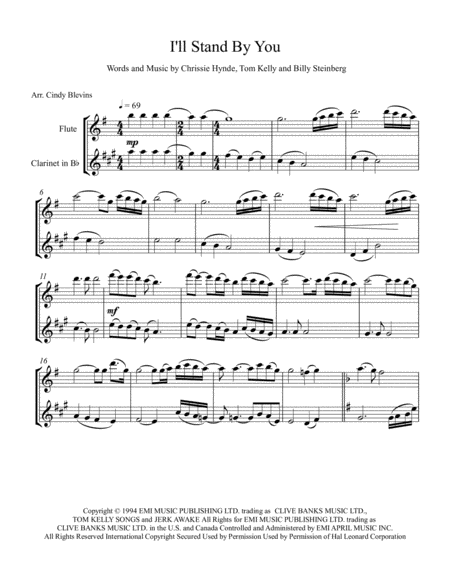 I Will Stand By You Arranged For Flute And Bb Clarinet Page 2