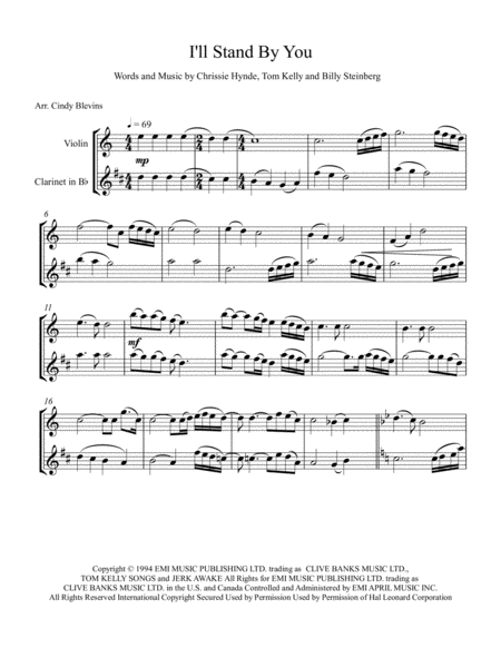 I Will Stand By You Arranged For Violin And Bb Clarinet Page 2