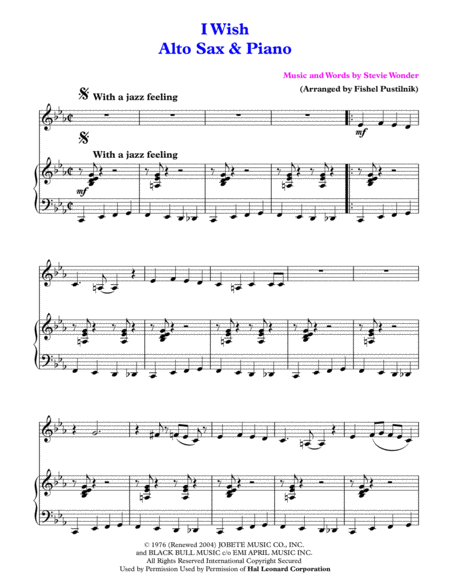 I Wish For Alto Sax And Piano Jazz Pop Version Page 2