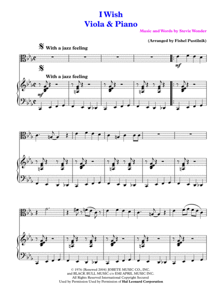 I Wish For Viola And Piano Jazz Pop Version Page 2