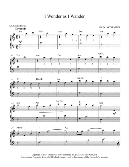 I Wonder As I Wander Arranged For Easy Harp Page 2