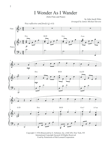I Wonder As I Wander Flute Piano Page 2