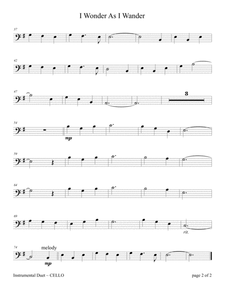 I Wonder As I Wander For Cello Solo With Piano Accompaniment Page 2