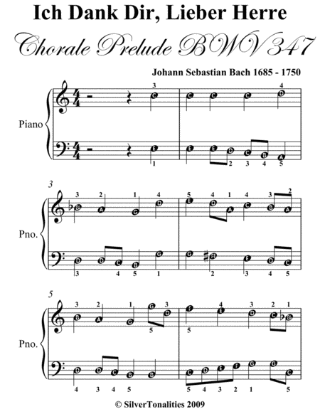 Ich Dank Dir Lieber Herre Bwv 347 Easy Piano Sheet Music Page 2