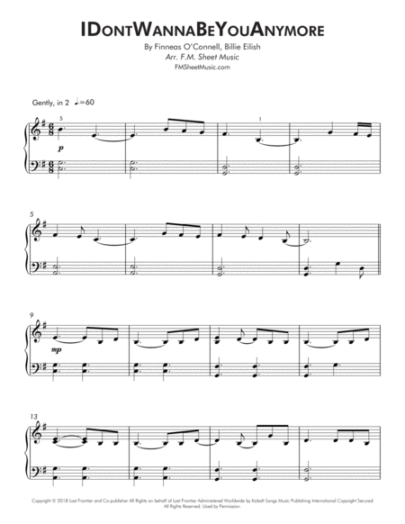 Idontwannabeyouanymore Easy Piano Page 2