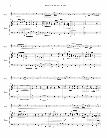 If Music Be The Food Of Love For Tenor Recorder And Piano Page 2