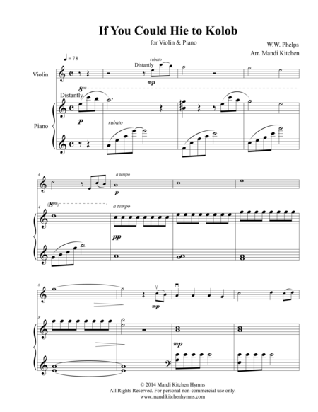 If You Could Hie To Kolob Violin Piano Page 2