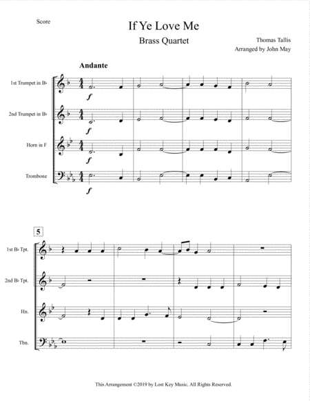 If You Love Me Brass Quartet Page 2