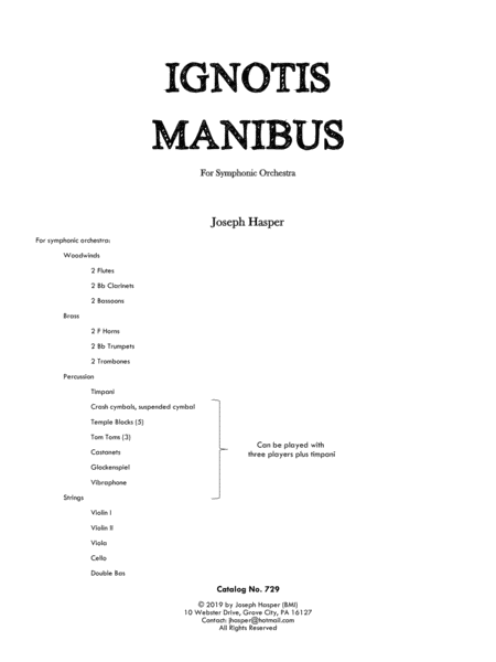 Ignotis Manibus The Unseen Hand Complete Score And Parts Page 2