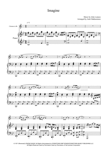 Imagine Clarinet Piano Page 2