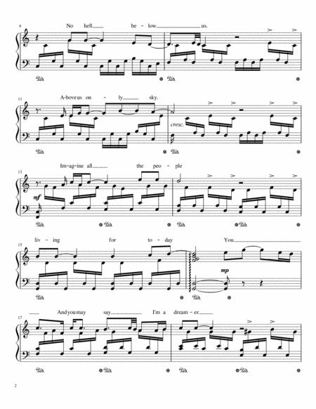 Imagine John Lennon Chris Klfford Cover For Piano Solo Easy Page 2
