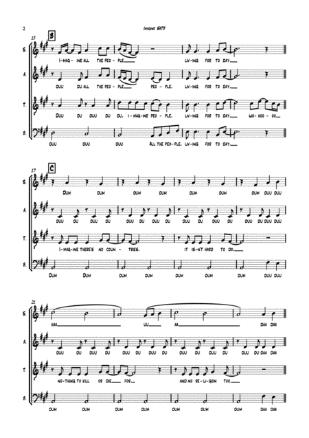 Imagine Satb A Cappella Page 2