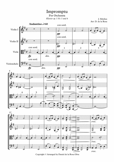 Impromptu Fr Streichorchester J Sibelius For String Quartet Full Score And Parts Page 2