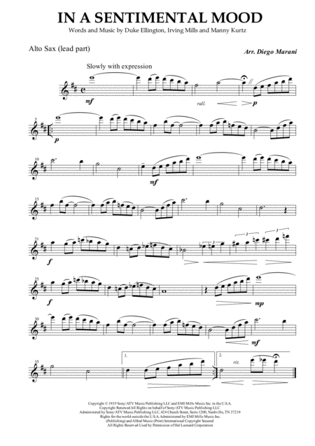 In A Sentimental Mood For Saxophone Quintet Page 2