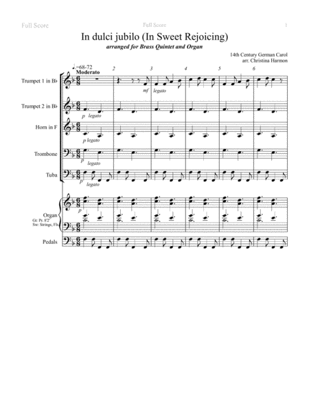 In Dulci Jubilo Brass Quintet With Organ Page 2