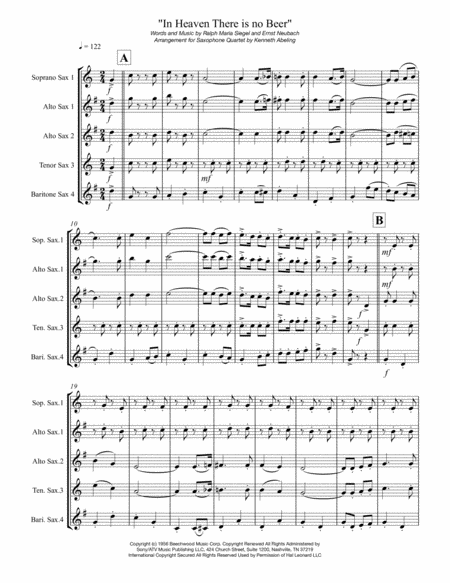 In Heaven There Is No Beer For Saxophone Quartet Satb Or Aatb Page 2