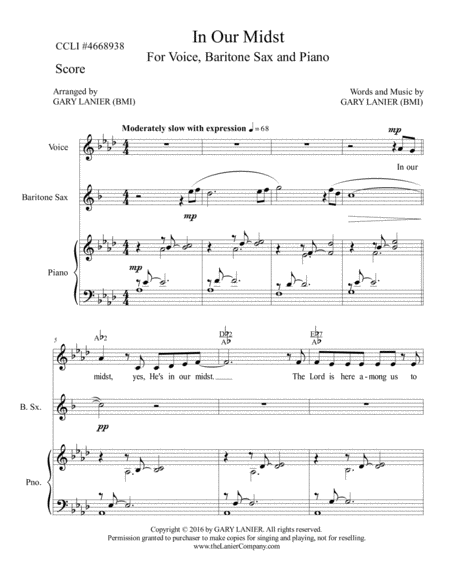 In Our Midst Worship Suite For Voice Baritone Sax And Piano With Parts Page 2