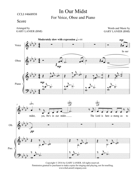 In Our Midst Worship Suite For Voice Oboe And Piano With Parts Page 2