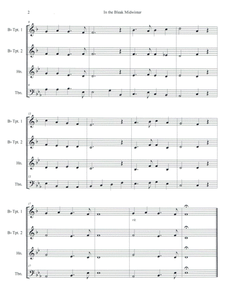 In The Bleak Midwinter For Brass Quartet Page 2