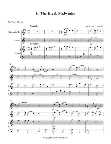 In The Bleak Midwinter For Piano Clarinet And Violin Page 2