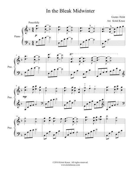 In The Bleak Midwinter Piano Solo Page 2