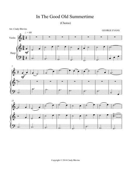 In The Good Old Summertime Arranged For Harp And Violin Page 2