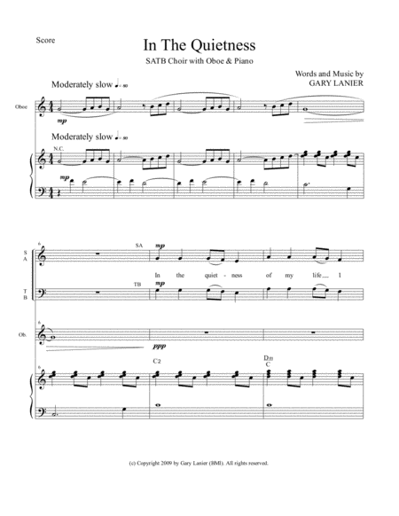 In The Quietness For Satb Choir With Oboe Piano Separate Octavo Choir Oboe Part Included Page 2