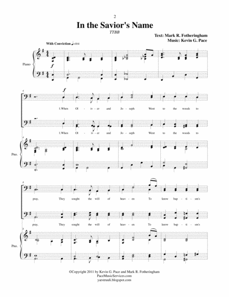 In The Saviors Name Mens Choir Or Mens Quartet With Piano Accompaniment Page 2