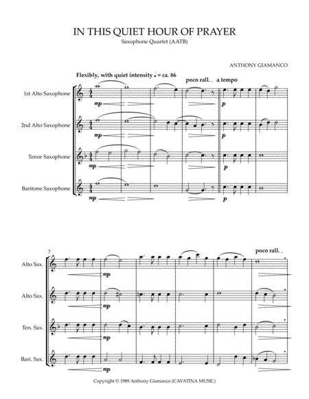 In This Quiet Hour Of Prayer Saxophone Quartet Aatb Page 2