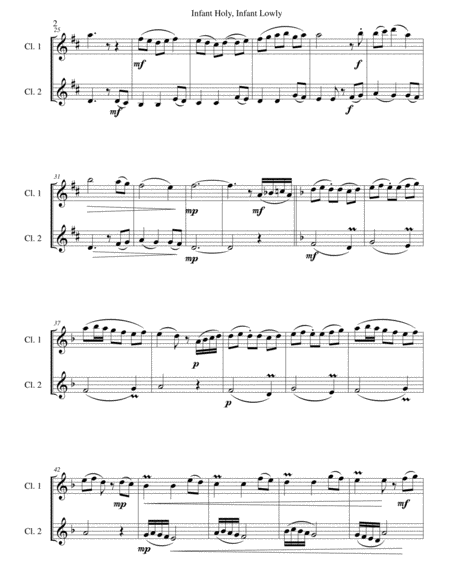 Infant Holy Infant Lowly W Lobie Le Y For 2 Clarinets Page 2