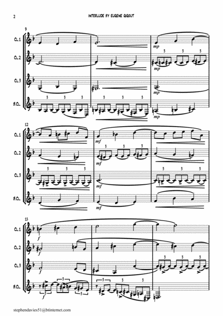 Interlude By Eugene Gigout For Clarinet Quartet Page 2