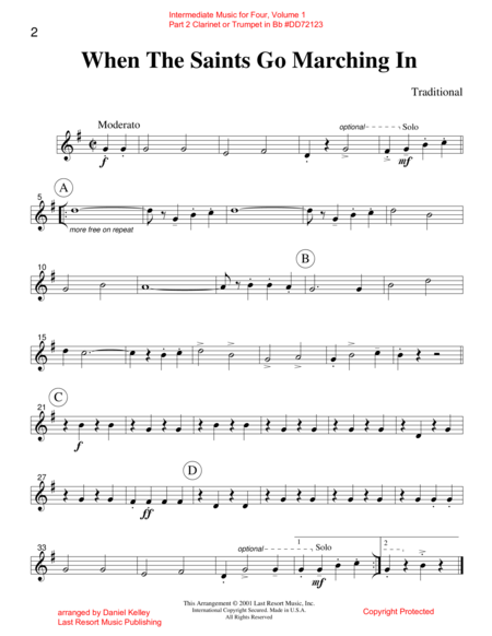 Intermediate Music For Four Volume 1 Part 2 Clarinet Or Trumpet In Bb Page 2