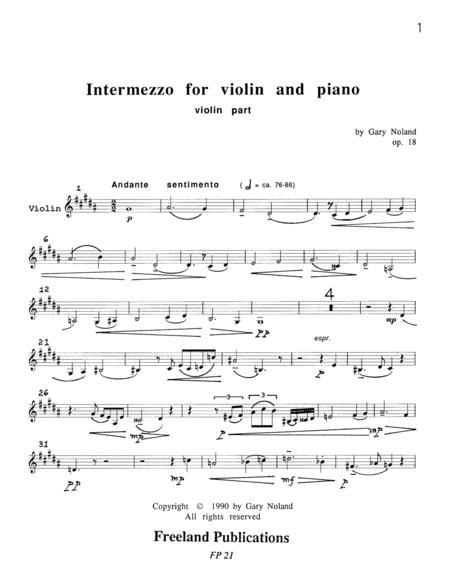 Intermezzo For Violin Piano Op 18 Violin Part Page 2