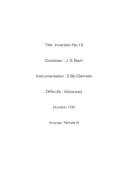 Invention No 13 Bwv784 For 2 Bb Clarinets Page 2