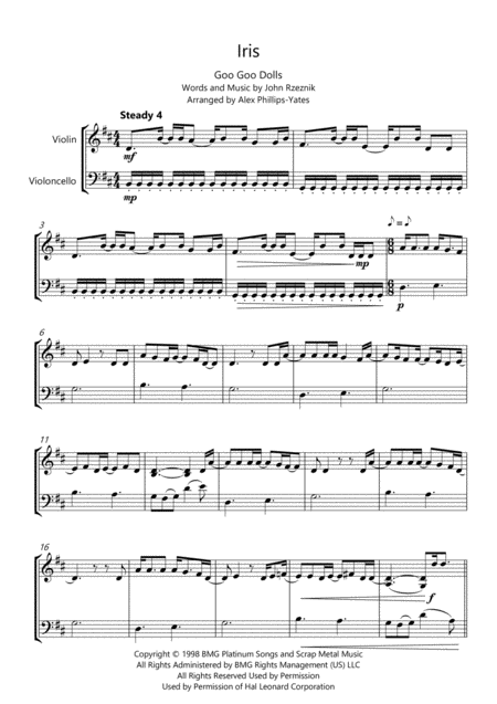 Iris By Goo Goo Dolls String Duo Violin And Cello Page 2