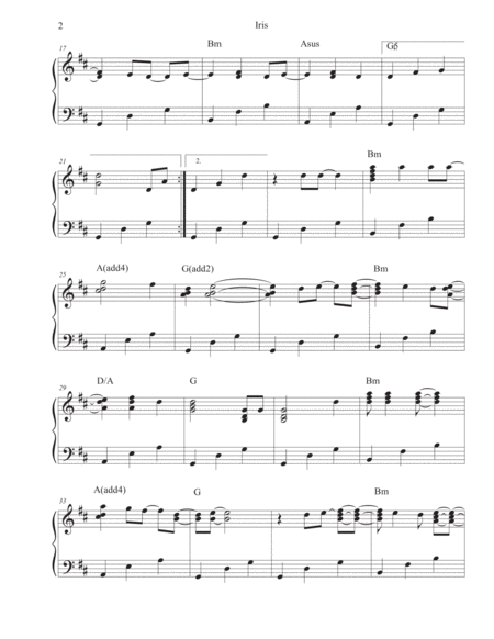 Iris Goo Goo Dolls Solo Harp Arrangement Page 2