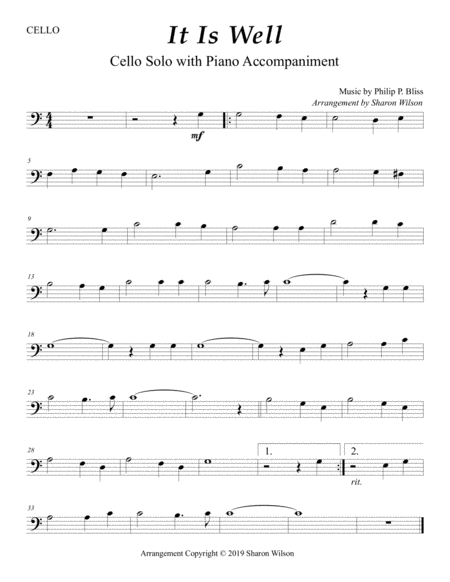It Is Well With My Soul Easy Cello Solo With Piano Accompaniment Page 2