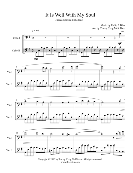 It Is Well With My Soul For Cello Duet Page 2