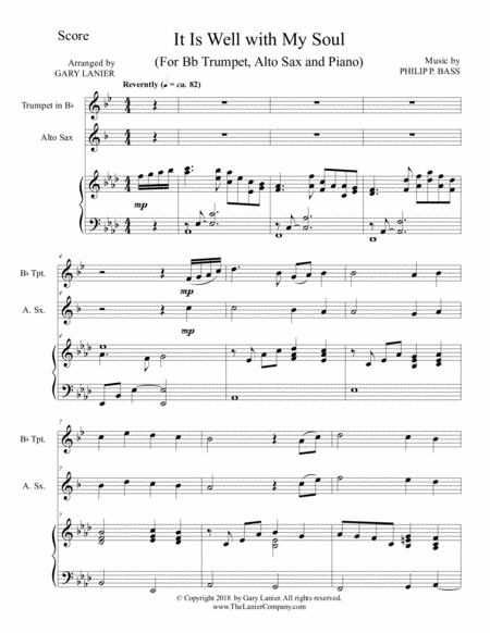 It Is Well With My Soul Trio Bb Trumpet Alto Sax With Piano Parts Included Page 2