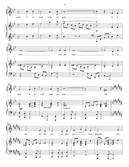 It Is Well With My Soul Voice And Piano Page 2