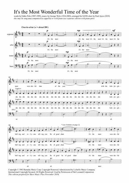 Its The Most Wonderful Time Of The Year Arranged For A Cappella Satb Choir Page 2